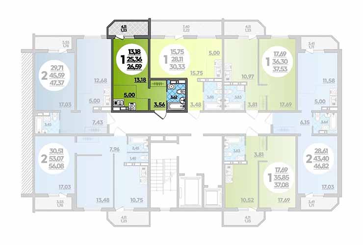 Квартира №228 Однокомнатная Этаж 8